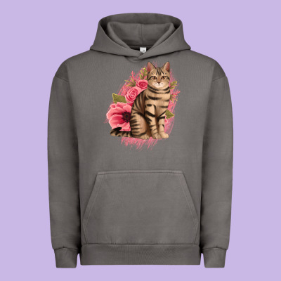Floral Cat Urban Hoodie Designed By Jasminsmagicworld