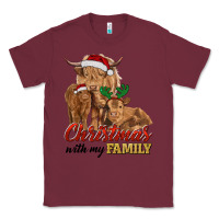 Burgundy Cow and Calves Christmas with My Family Classic Tee - RanaPortraitStore