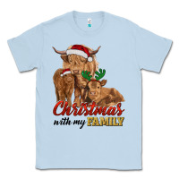 Dusty Blue Cow and Calves Christmas with My Family Classic Tee - RanaPortraitStore