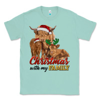 Seafoam Cow and Calves Christmas with My Family Classic Tee - RanaPortraitStore
