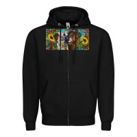 Heifers With Sunflowers And Leopard Zipper Hoodie | Teevron