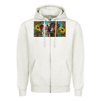 Oatmeal Heather Heifers With Sunflowers And Leopard Zipper Hoodie - RanaPortraitStore