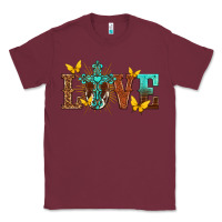 Burgundy love with cross Classic Tee - texasbilliewilder