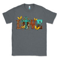 Charcoal Heather love with cross Classic Tee - texasbilliewilder