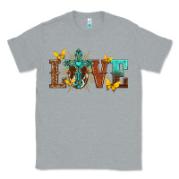 Heather Grey love with cross Classic Tee - texasbilliewilder