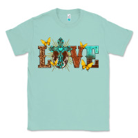 Seafoam love with cross Classic Tee - texasbilliewilder