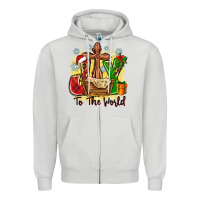 Dove Grey joy to the world Zipper Hoodie - Zillion Design Studio