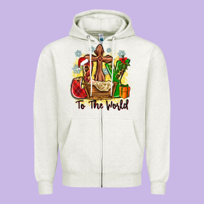 Joy To The World Zipper Hoodie Designed By Zillion Design Studio