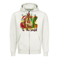 Oatmeal Heather joy to the world Zipper Hoodie - Zillion Design Studio