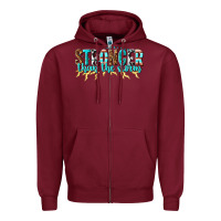 Burgundy stronger than the storm Zipper Hoodie - texasbilliewilder