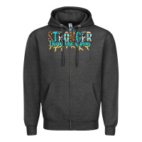 Charcoal Heather stronger than the storm Zipper Hoodie - texasbilliewilder