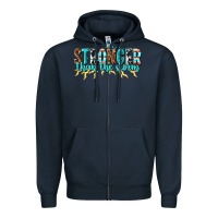 Navy stronger than the storm Zipper Hoodie - texasbilliewilder