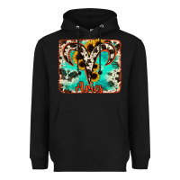 Black aries turquoise cowhide Heavyweight Hoodie - RanaPortraitStore