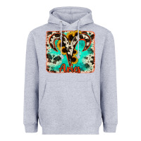 Heather Grey aries turquoise cowhide Heavyweight Hoodie - RanaPortraitStore