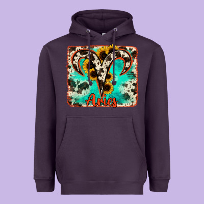 Aries Turquoise Cowhide Heavyweight Hoodie Designed By Ranaportraitstore