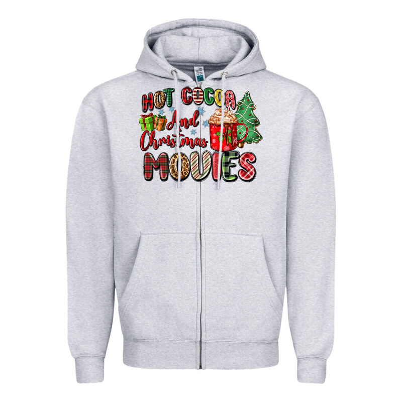 Hot Cocoa And Christmas Movies Zipper Hoodie by Zillion Design Studio | Teevron