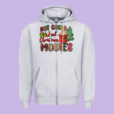 Hot Cocoa And Christmas Movies Zipper Hoodie Designed By Zillion Design Studio