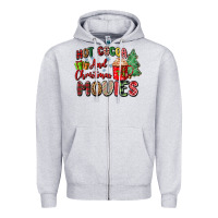 Heather Grey hot cocoa and christmas movies Zipper Hoodie - Zillion Design Studio