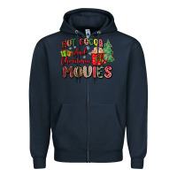 Navy hot cocoa and christmas movies Zipper Hoodie - Zillion Design Studio