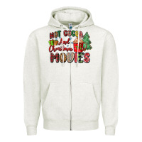 Oatmeal Heather hot cocoa and christmas movies Zipper Hoodie - Zillion Design Studio