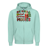 Seafoam hot cocoa and christmas movies Zipper Hoodie - Zillion Design Studio