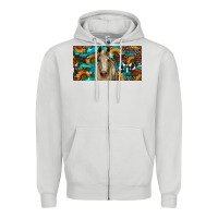 Dove Grey Horse With Sunflowers Aztec And Cowhide Zipper Hoodie - RanaPortraitStore