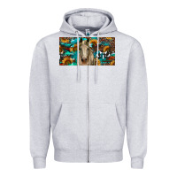 Heather Grey Horse With Sunflowers Aztec And Cowhide Zipper Hoodie - RanaPortraitStore
