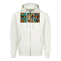 Oatmeal Heather Horse With Sunflowers Aztec And Cowhide Zipper Hoodie - RanaPortraitStore