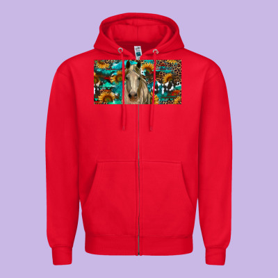Zipper Hoodie Horse With Sunflowers Aztec And Cowhide
