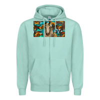 Seafoam Horse With Sunflowers Aztec And Cowhide Zipper Hoodie - RanaPortraitStore