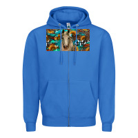 True Royal Horse With Sunflowers Aztec And Cowhide Zipper Hoodie - RanaPortraitStore
