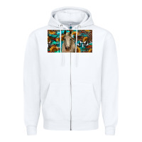 White Horse With Sunflowers Aztec And Cowhide Zipper Hoodie - RanaPortraitStore