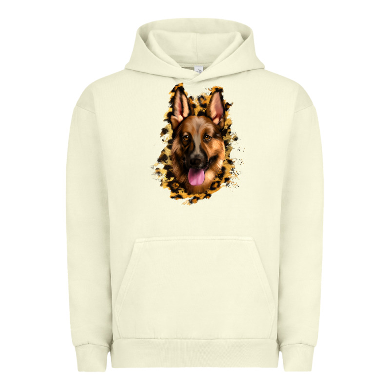 German Shepherd Leopard Background Urban Hoodie by Jasminsmagicworld | Teevron