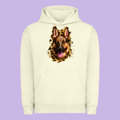German Shepherd Leopard Background Urban Hoodie Designed By Jasminsmagicworld