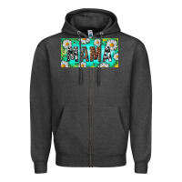 Charcoal Heather Turquoise and Daisy Mama Zipper Hoodie - RanaPortraitStore