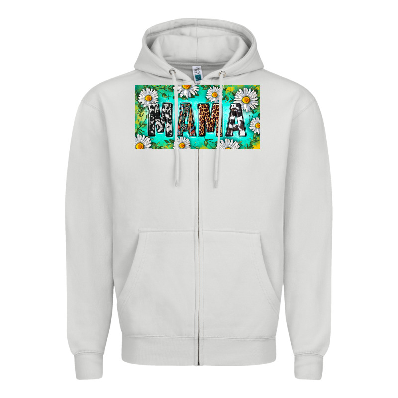 Turquoise And Daisy Mama Zipper Hoodie by RanaPortraitStore | Teevron