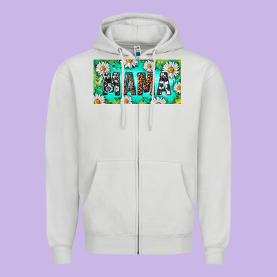 Zipper Hoodie Turquoise and Daisy Mama