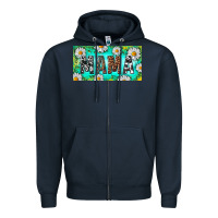 Navy Turquoise and Daisy Mama Zipper Hoodie - RanaPortraitStore