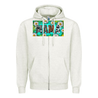 Oatmeal Heather Turquoise and Daisy Mama Zipper Hoodie - RanaPortraitStore