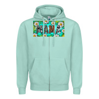 Seafoam Turquoise and Daisy Mama Zipper Hoodie - RanaPortraitStore