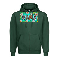 Sports Green Turquoise and Daisy Mama Zipper Hoodie - RanaPortraitStore