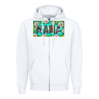White Turquoise and Daisy Mama Zipper Hoodie - RanaPortraitStore