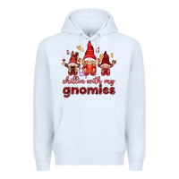 White chilling with my gnomies Premium Hoodie - NancyCooperArtShop