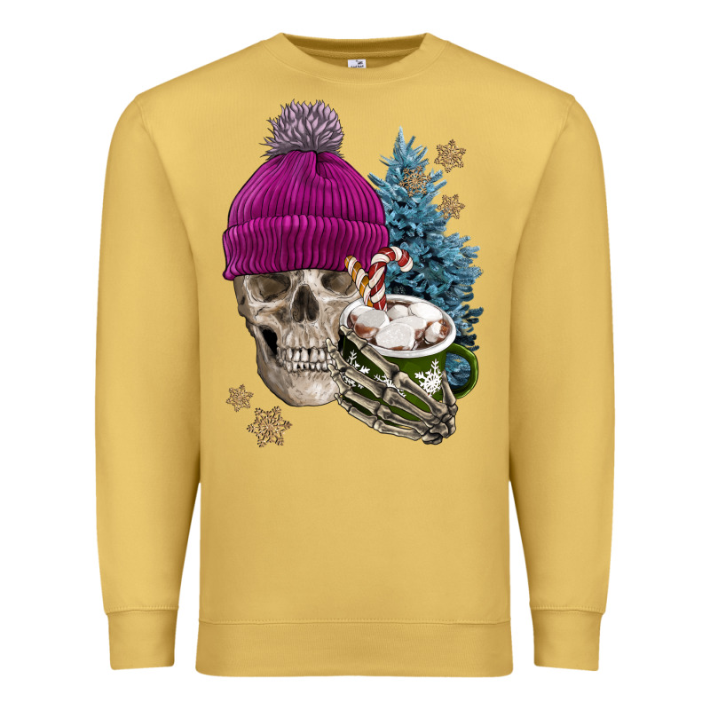 Winter Skeleton Skull Premium Sweatshirt by FaDigitalArtStudio | Teevron