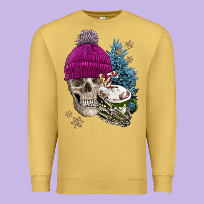 Winter Skeleton Skull Premium Sweatshirt Designed By Fadigitalartstudio