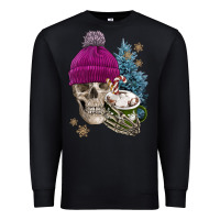 Black winter skeleton skull Premium Sweatshirt - FaDigitalArtStudio