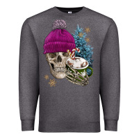 Charcoal Heather winter skeleton skull Premium Sweatshirt - FaDigitalArtStudio