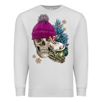 Dove Grey winter skeleton skull Premium Sweatshirt - FaDigitalArtStudio