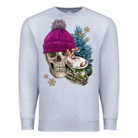 Heather Grey winter skeleton skull Premium Sweatshirt - FaDigitalArtStudio