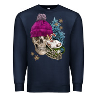 Navy winter skeleton skull Premium Sweatshirt - FaDigitalArtStudio